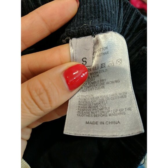 Brandy Melville Navy Blue Corduroy Tilden Pants Slim stretch waist size small - Picture 2 of 7